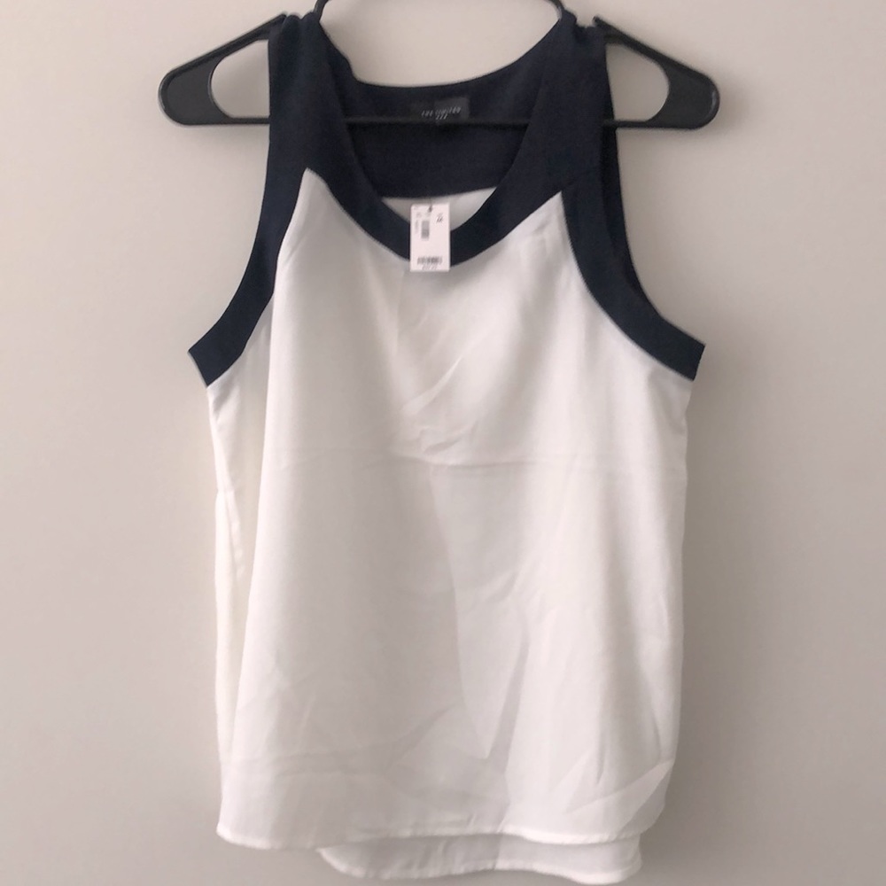White & Navy Blue business Tank Top